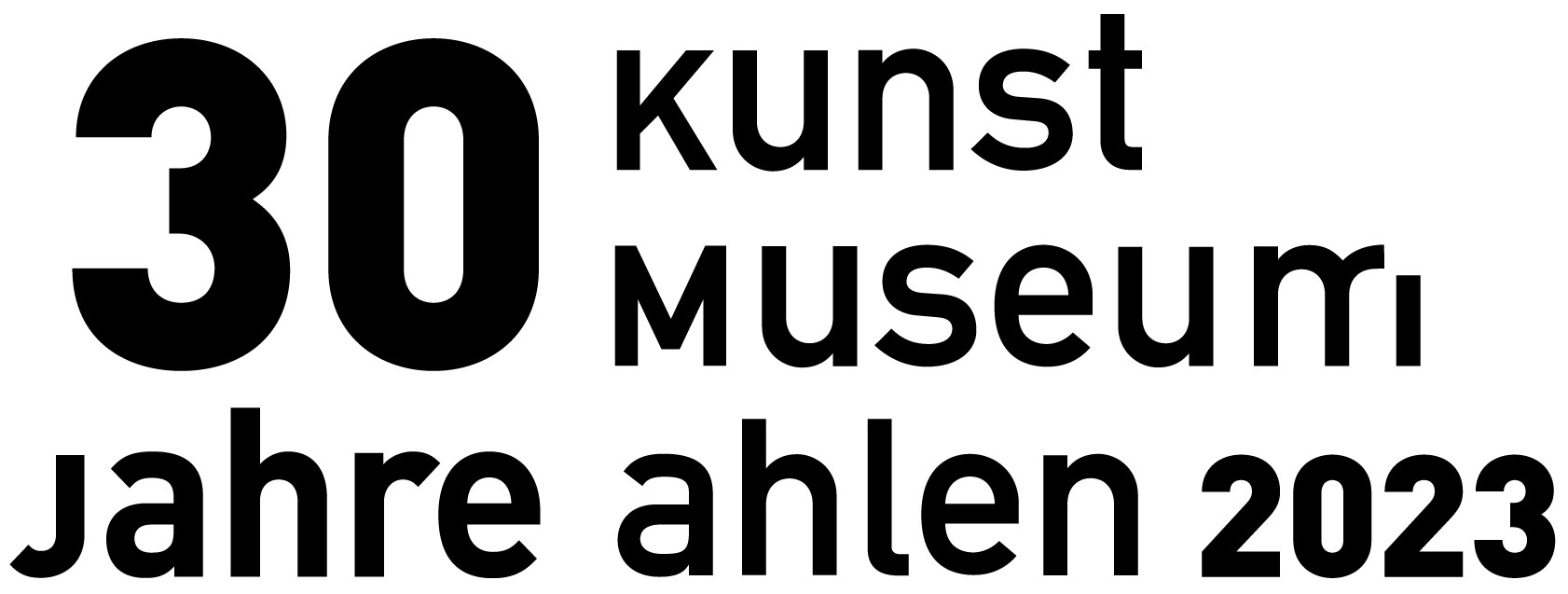 Logo mit dem Schriftzug: 30 Jahre Kunstmuseum Ahlen 2023