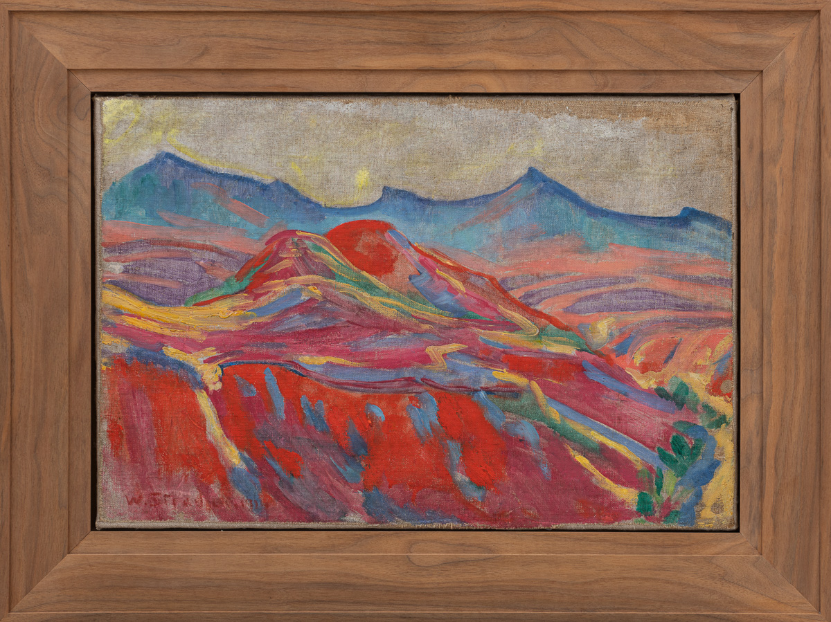 Gemälde von Heinrich William Straube im Holzrahmen, eine Berglandschaft